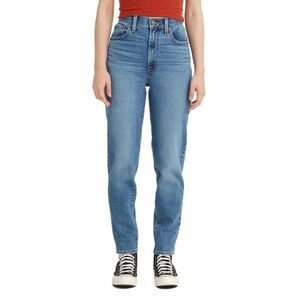Levi's High Waisted Mom Jeans Tapered Stretch Size 25 x 29 Medium Wash Blue